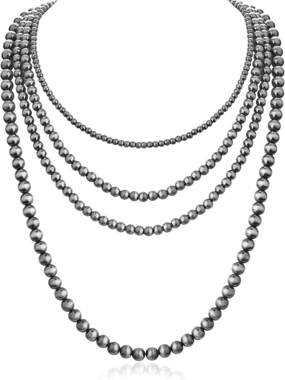 Five-Strand Hematite Bead Necklace in Gray
